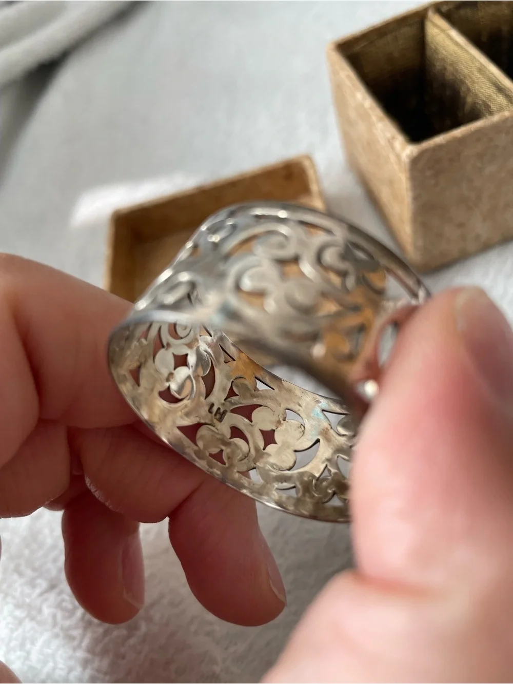 Lois Hill 925 Sterling Silver Filigree Napkin Ring Pair